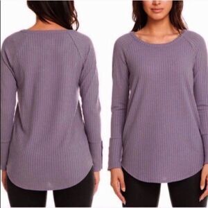 Chaser Thermal Knit Purple/Lavender Scoop Neck Long Sleeve Pullover Top-Small